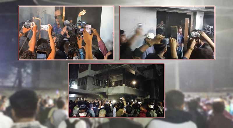 স্লোগানে স্লোগানে উত্তাল ধানমন্ডি ৩২, ভাঙচুর-আগুন